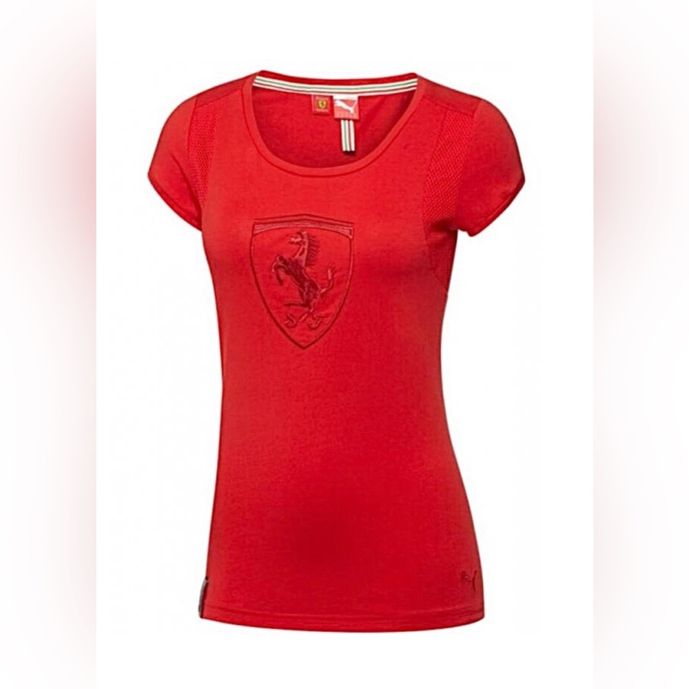 PUMA SCUDERIA FERRARI Shield Embroidered Red Tee M
